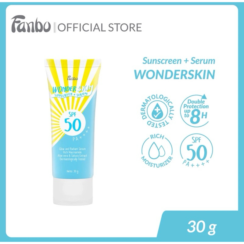 (BPOM Original)-fanbo WONDERSKIN SUNSCREEN+SERUM SPF50++(FREE Lipstick ...
