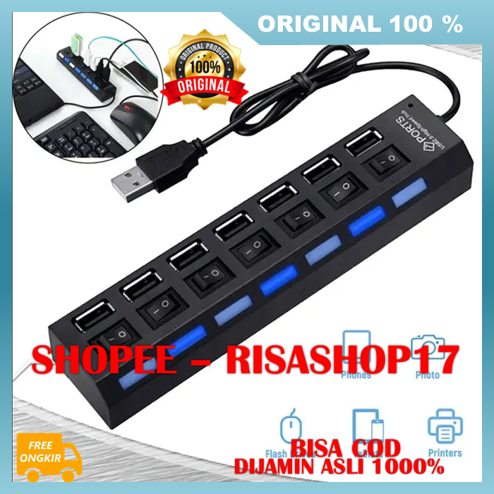 Parallel USB Plug USB Hub 7 Port USB Plug Hub On Off 100% ORIGINAL ...