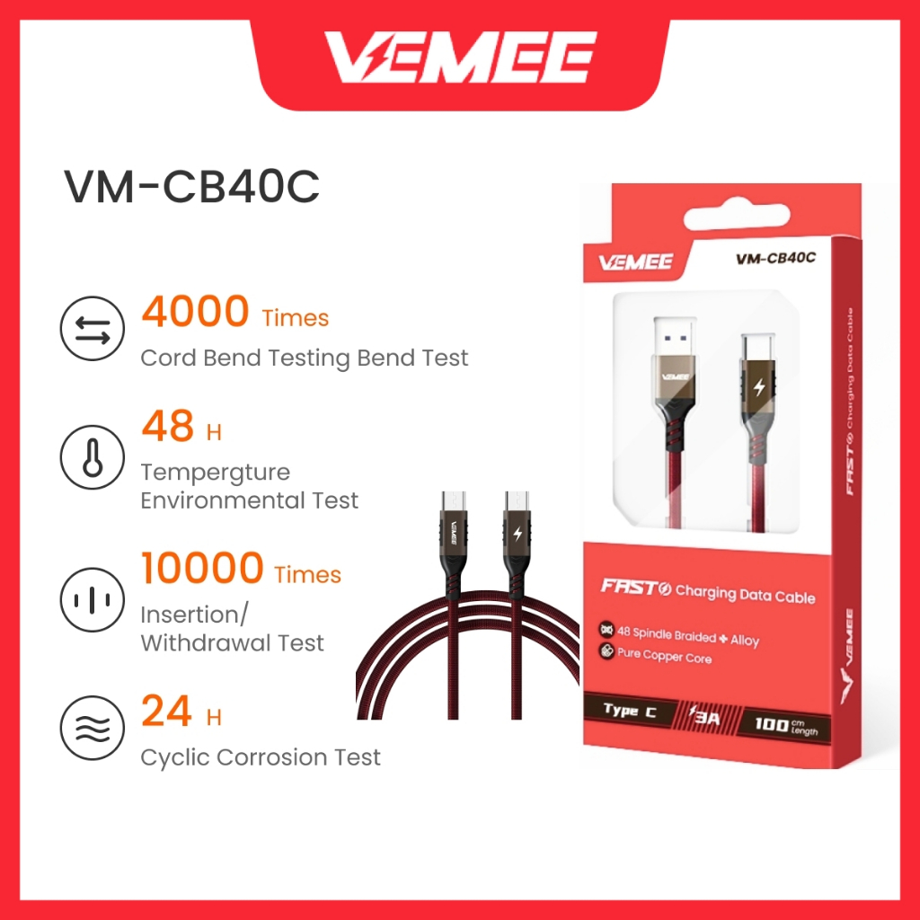 Vemee Data Cable Fast charging VM-CB40C USB-A to Type-C VM-CB40CC Type ...