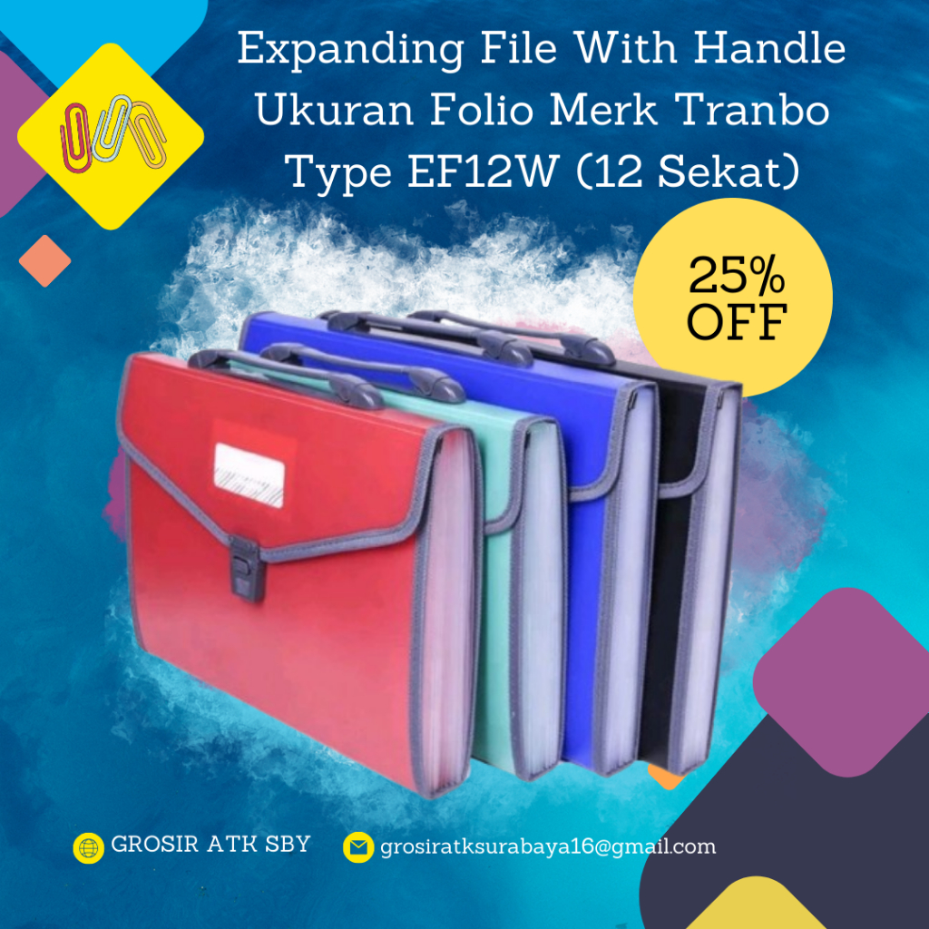 Expanding File With Handle Folio Size / F4 Type EF12W (12 Sheets ...