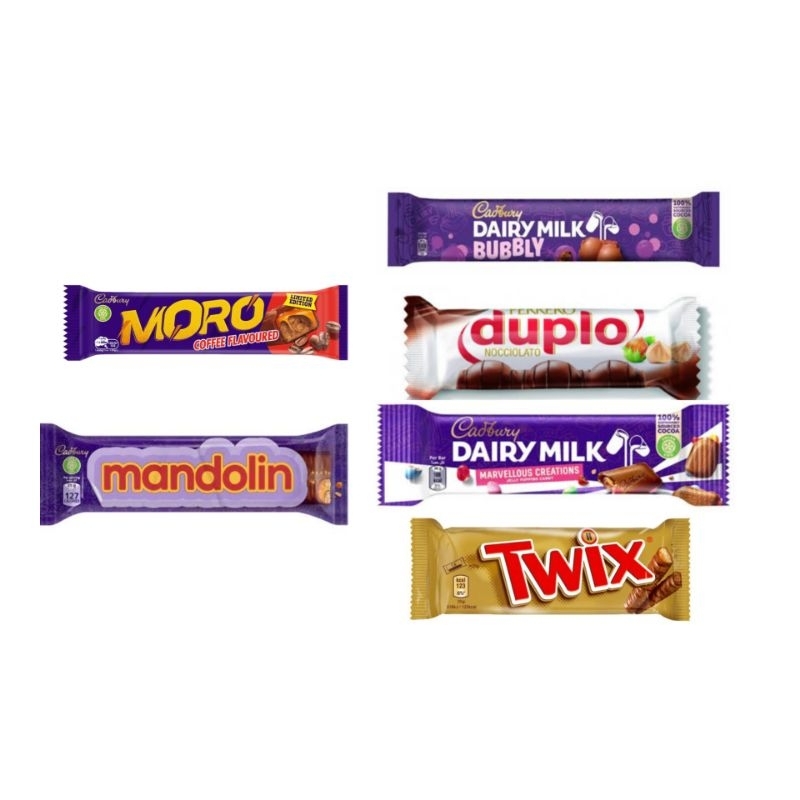 Twix bar Contents 2, Cadbury Marvellous, Duplo Fererro, Cadbury Bubbly ...