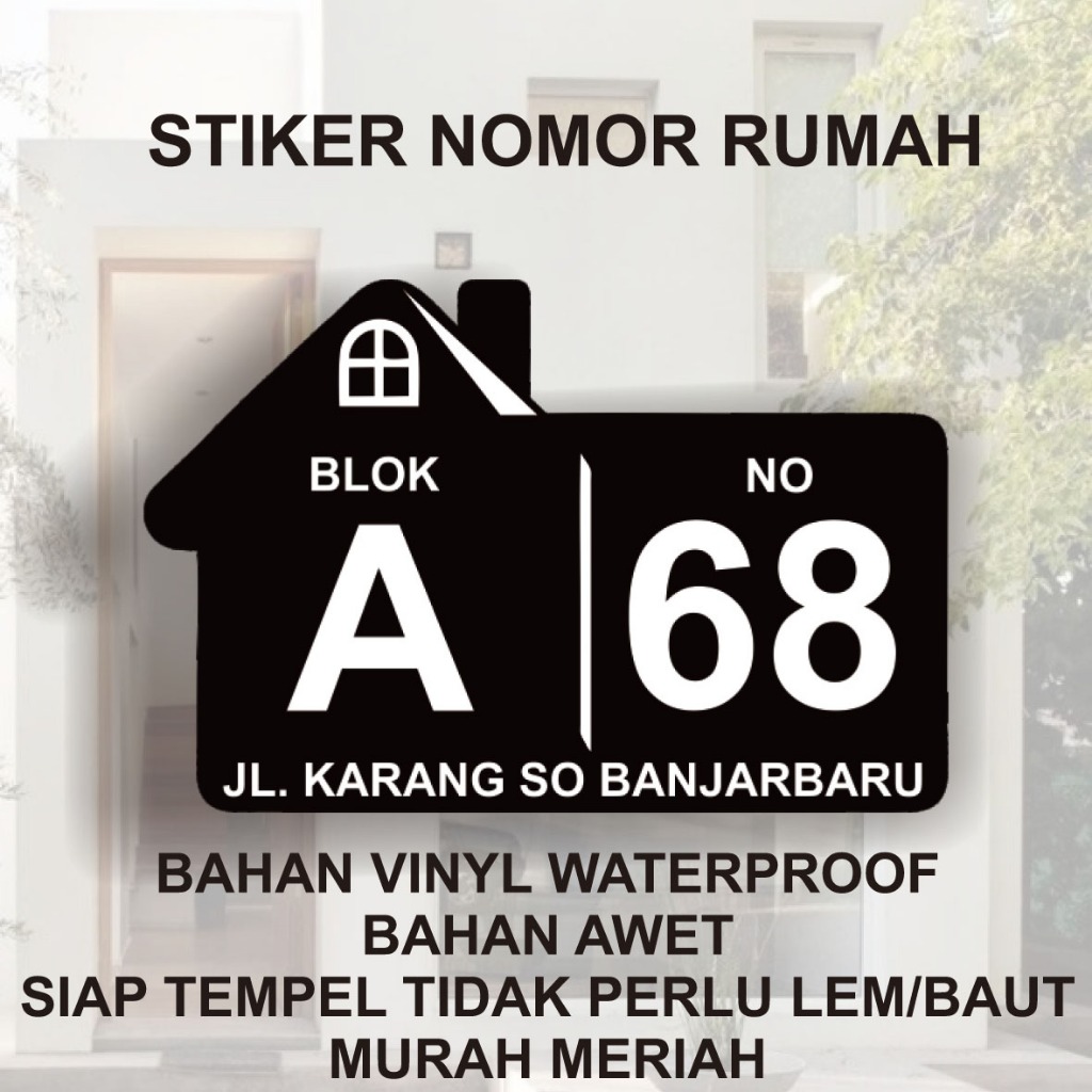Custom House Number WATERPROOF Sticker 15x20 cm | Shopee Malaysia