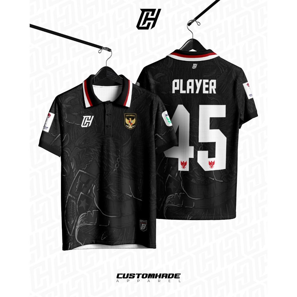 HITAM The Newest 3rd Indonesian National Team Football Shirt Jersey