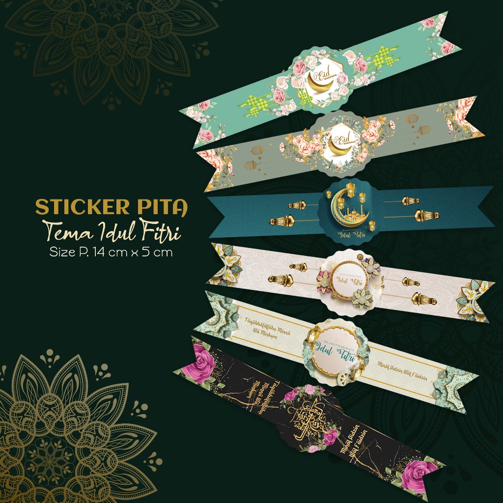 Sticker seal jar for Eid al-Fitr cookies, ribbon style | Shopee Malaysia