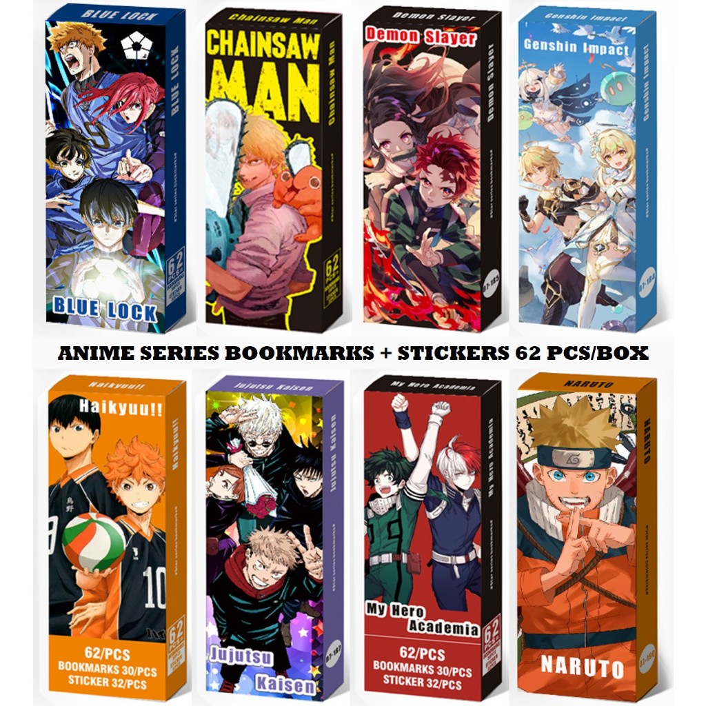 [PER Box] Bookmark/Paper Bookmark+Sticker All Anime Series 62pcs one ...