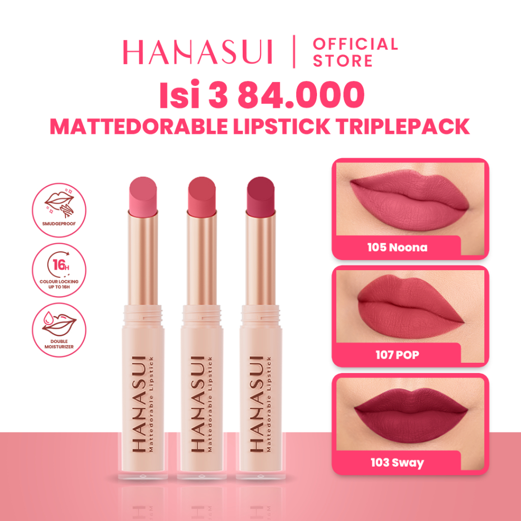 Hanasui Mattedorable Lipstick Special Bundling | Shopee Malaysia
