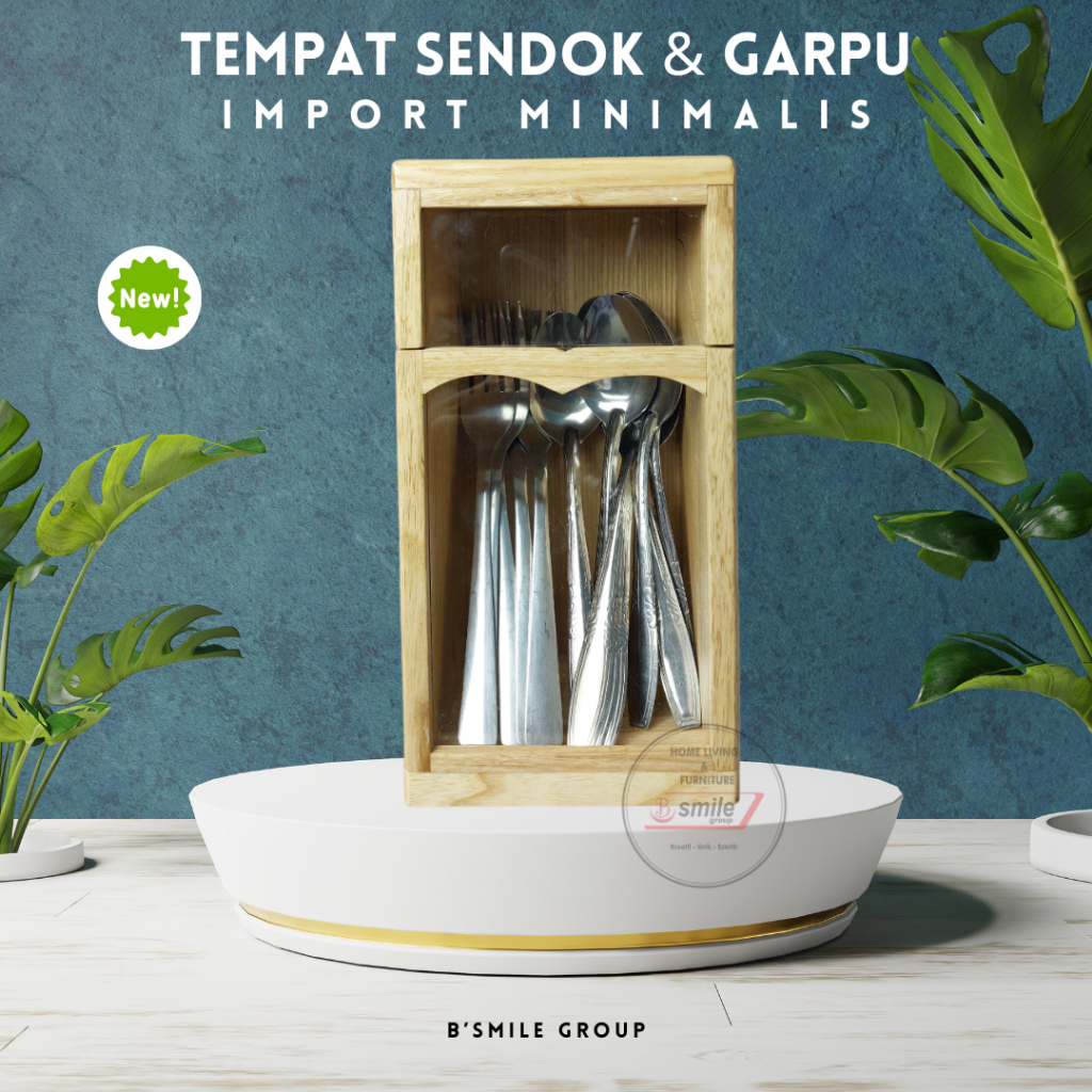 KAYU Cutlery Holder Lid/Spoon & Fork Holder Lid/Aesthetic Wooden Spoon