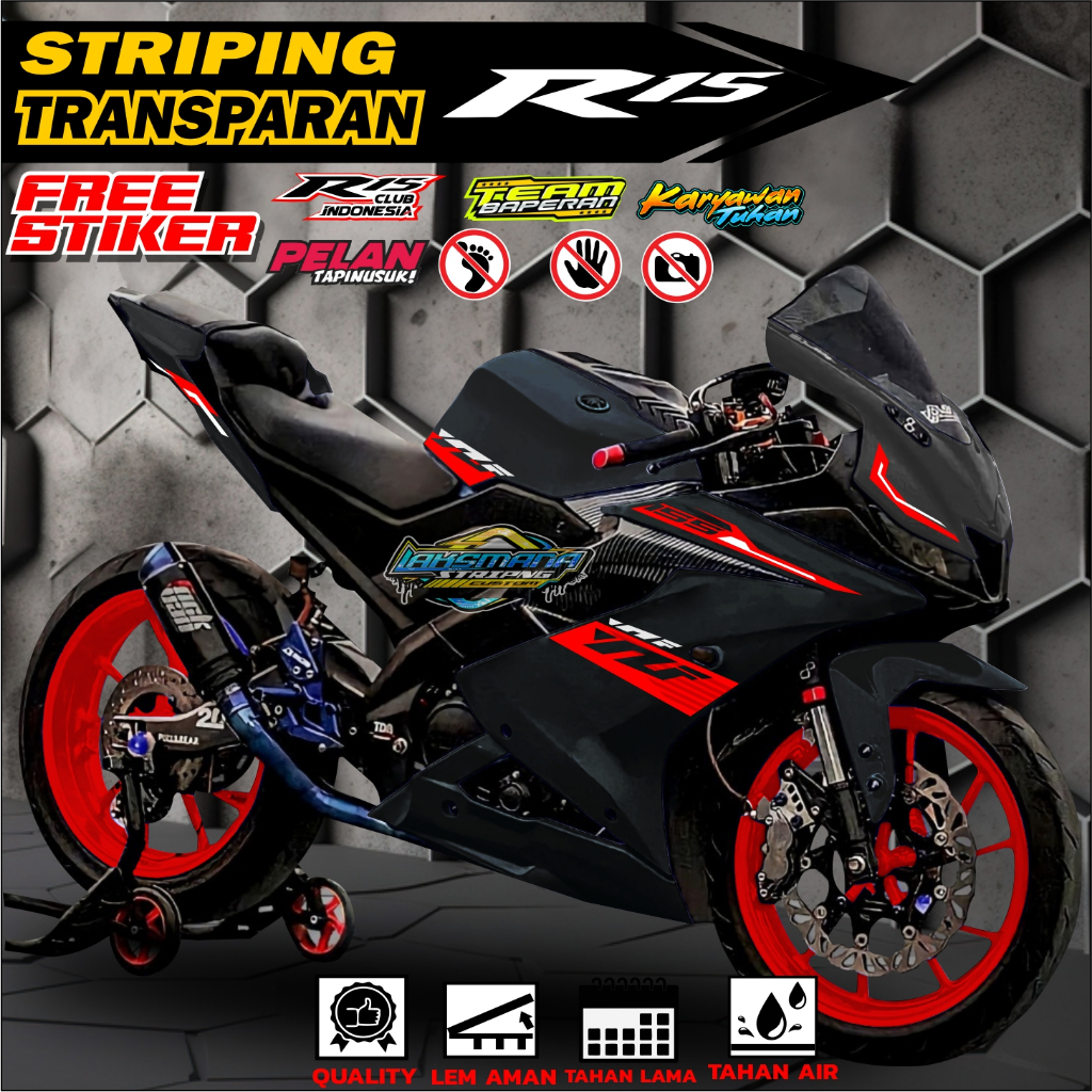 STRIPING R15 V3 TRANSPARENT STICKER YAMAHA R15 COLOR VARIANTS | Shopee ...