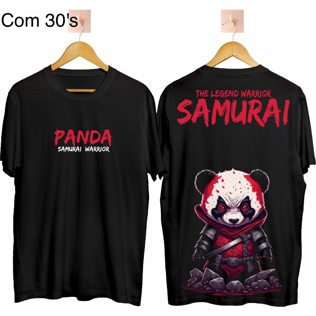 KATUN Tshirt SAMURAI PANDA BLACK COLLECTION/KAOS DISTRO BAJU Men Women ...