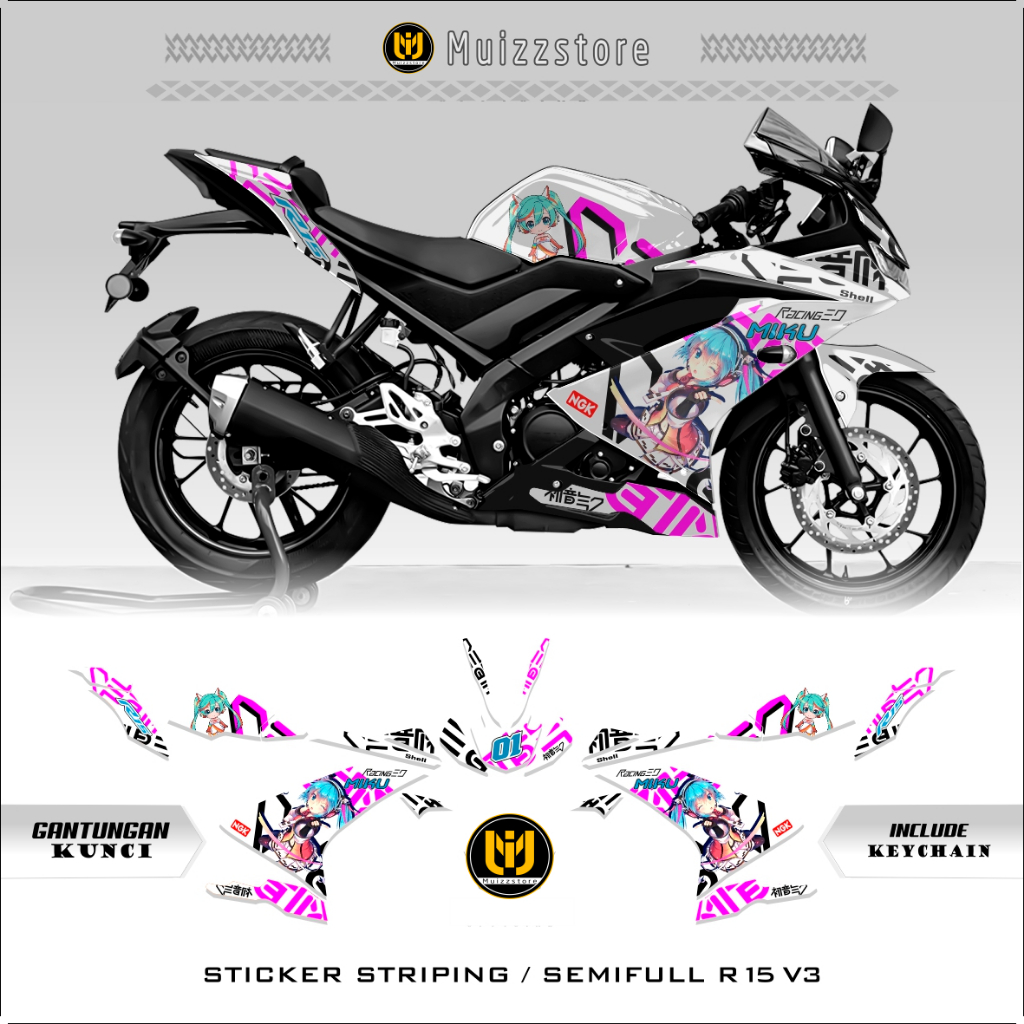 Sticker SEMIFULL YAMAHA R15 V3/MOTIF 30/YZF-15/R150/variation Of ...