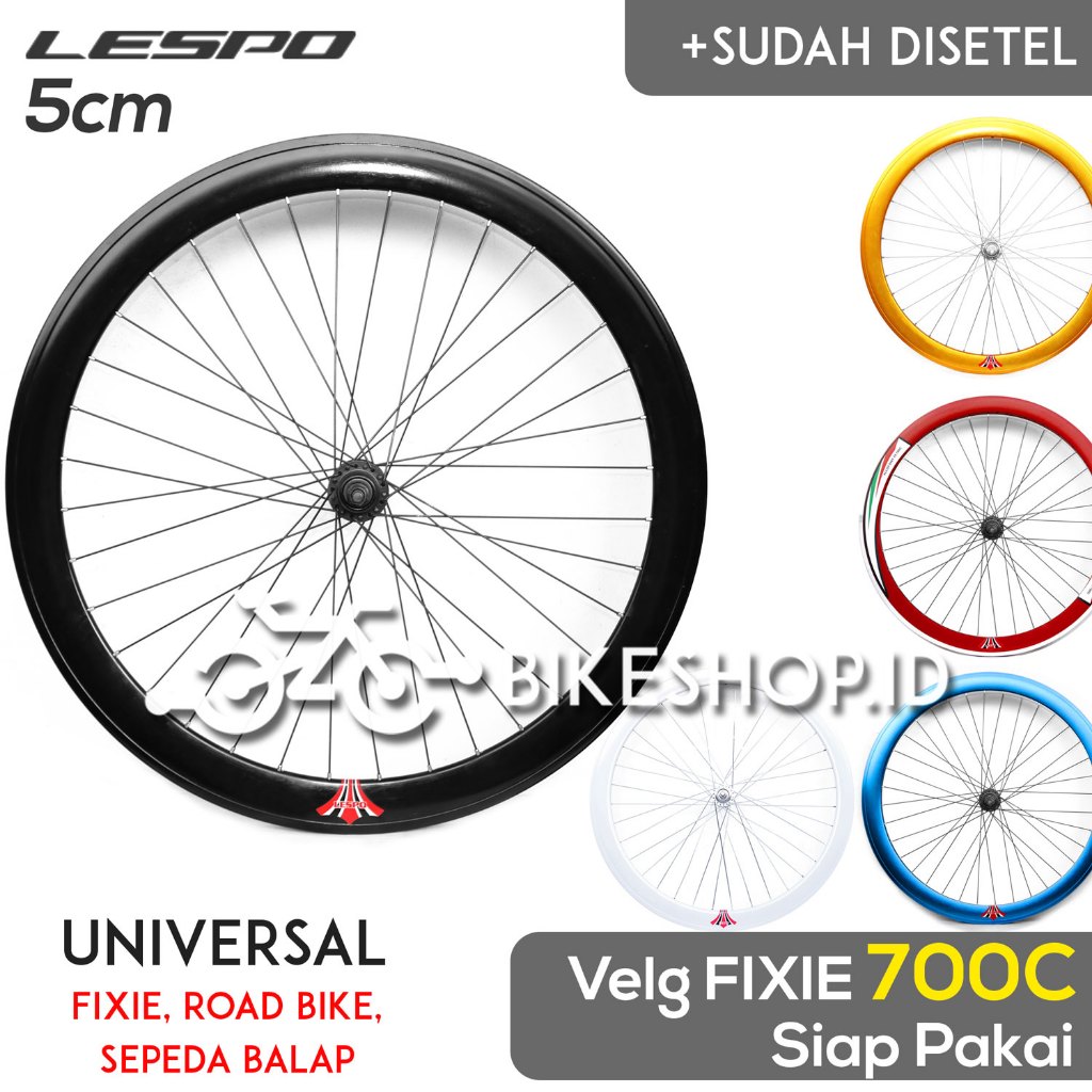 MERAH Wheelset Bicycle Rims Size 700c 5cm Alloy Front / Rear Rims Ready ...