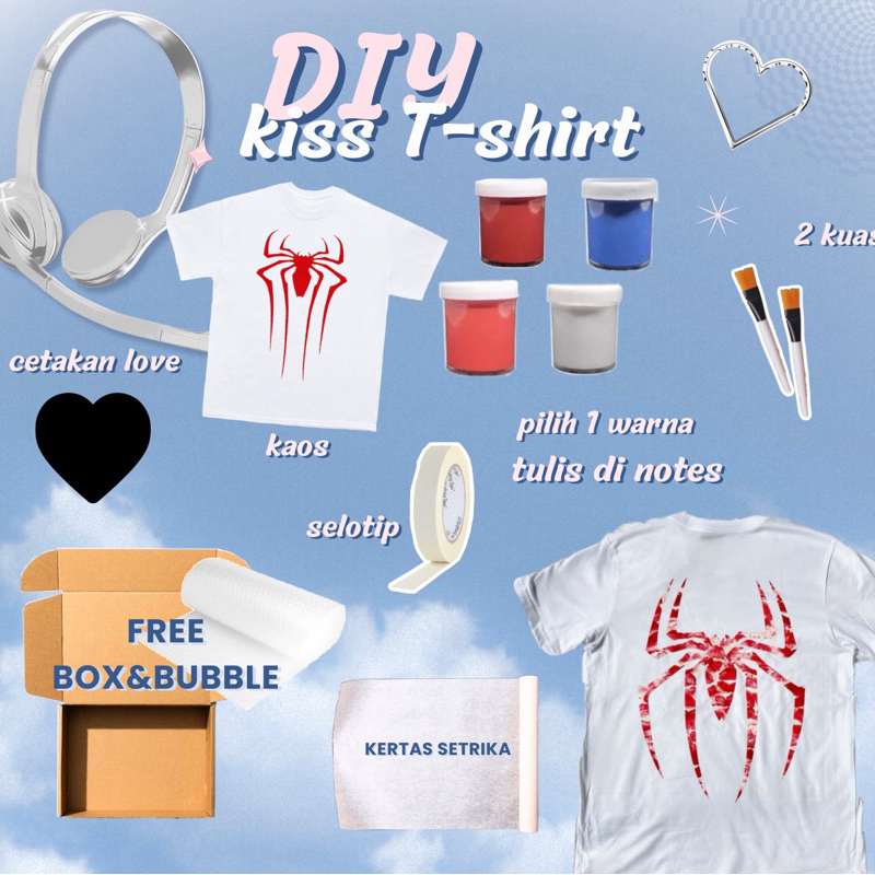 [FREE Box&bubble]laba-laba KISS | Spider T-SHIRT KISS | Diy KISS SHIRT ...