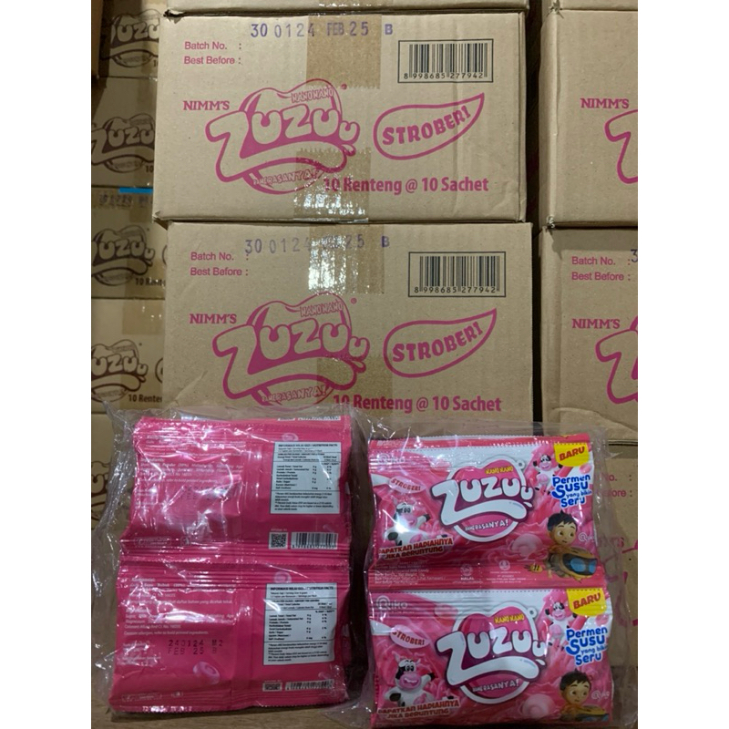 Nano Zuzu Strawberry Flavored Milk Candy, 1 Plastic Packaging contains ...