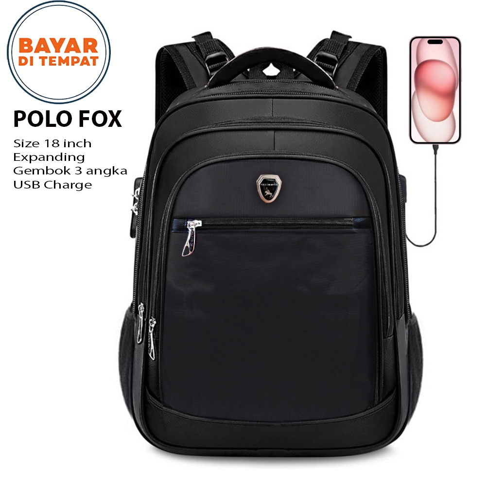 Polo Fox Backpack Men Expandable Bonus Rain Cover 36101 Laptop Backpack ...