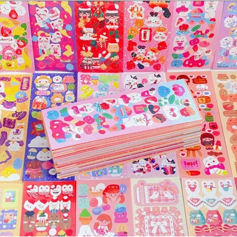 Shiny Sticker Set DIY Cartoon Random Creation Materials | Shopee Malaysia