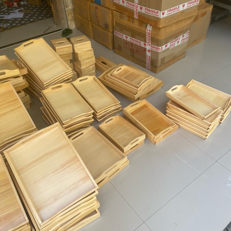 KAYU Tray Tray 35x25 Wooden Tray Wooden Tray 35x25cm | Shopee Malaysia
