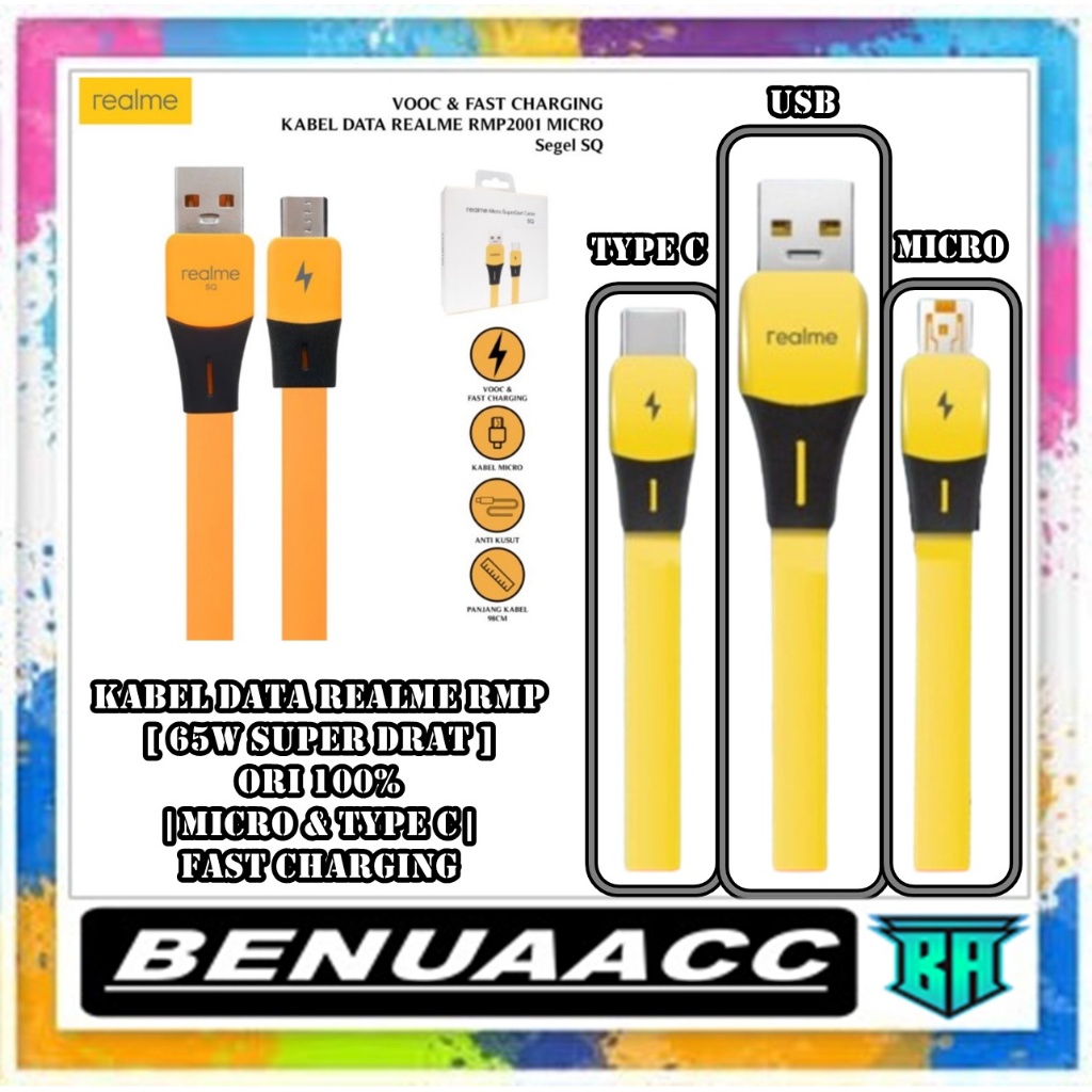 (ba) New!! Realme RMP Data Cable [65W SUPER DRAT ] ORI 100% | Micro ...