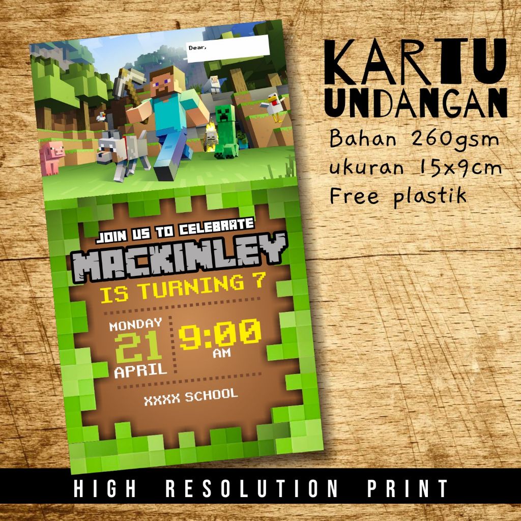 Minecraft Theme Kids Birthday Invitation Card | Shopee Malaysia