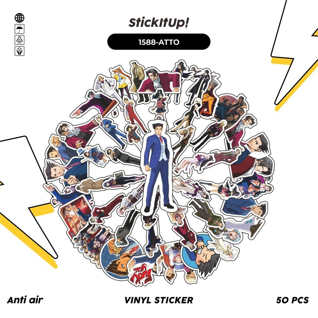 100 Pcs Sticker Pack VIDEO GAME SERIES ACE ATTORNEY CHARACTER MIX Cute ...