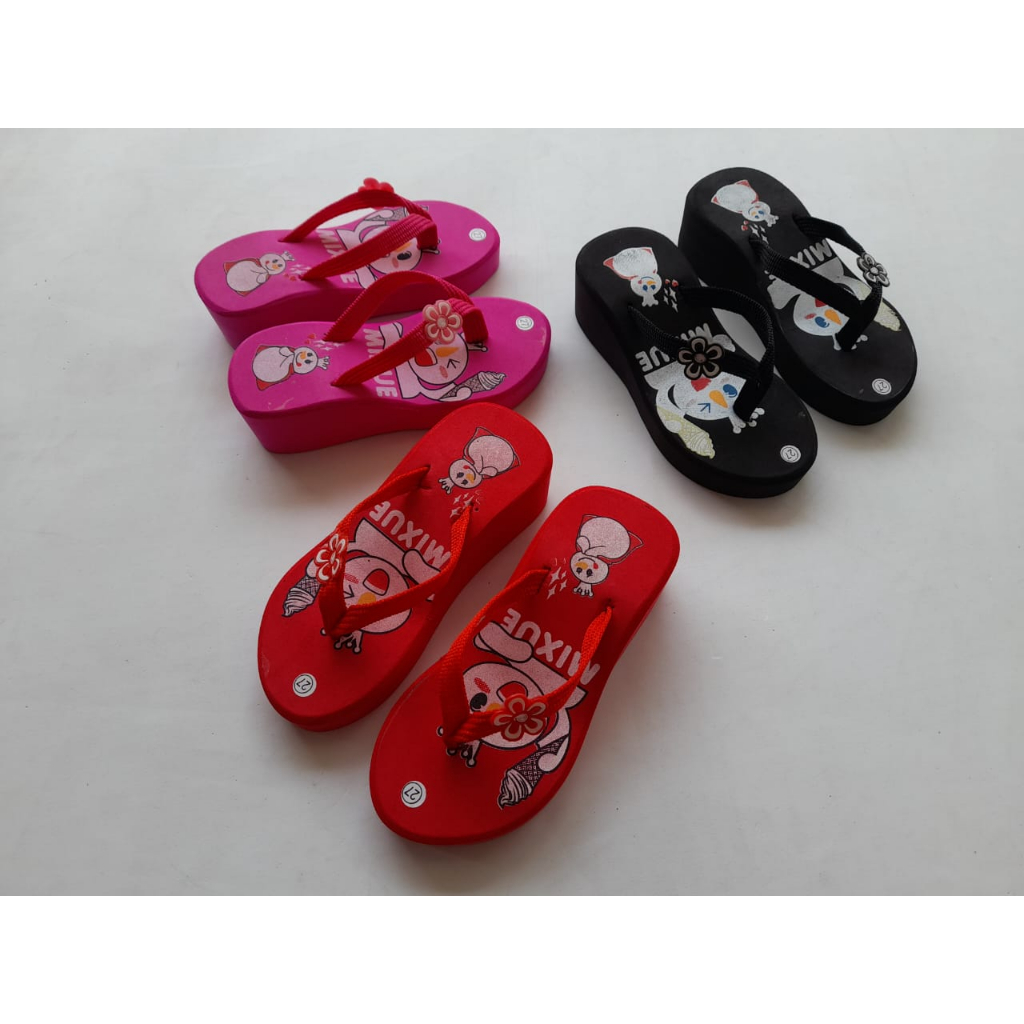 Girls wedge flip flop sandals with mixue motif Shopee Malaysia