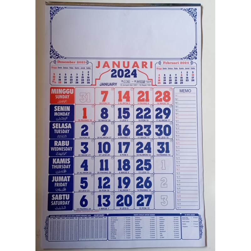 Calendar 2024 Size 37CM X53 CM | Shopee Malaysia