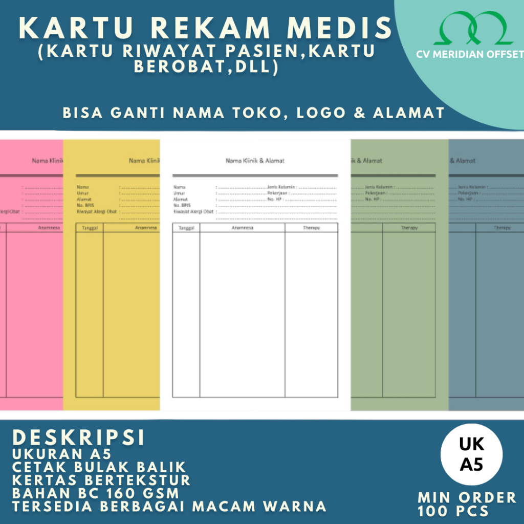 Print medical record Card/medical record Patient Card/A5 Size Patient