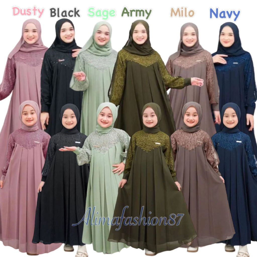 Syar'i WOMEN'S MUSLIM GAMIS SET MOTHER AND CHILD HIJAB INARA DRESS SIZE ...