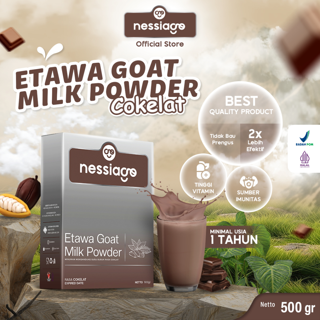Nessiago Goat Milk Etawa Powder 1/2 KG Chocolate Flavor Ettawa Goat