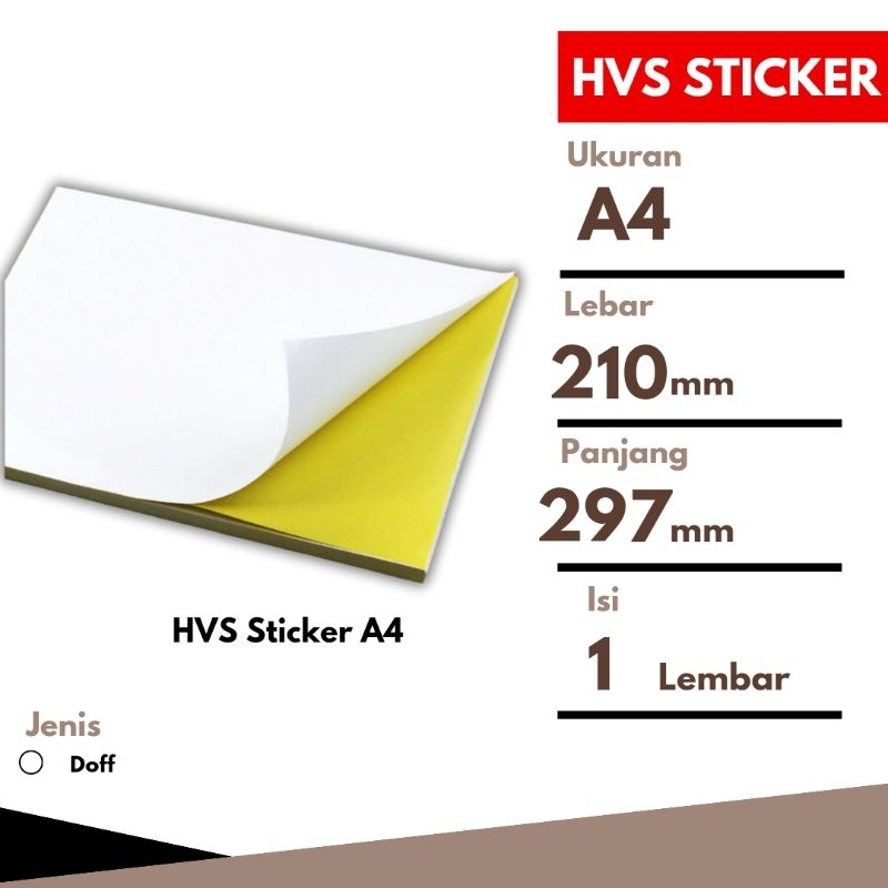 Hvs A4 Sticker Paper Doff Shipping Receipt Label 210 mm x 297 mm Per 1 ...