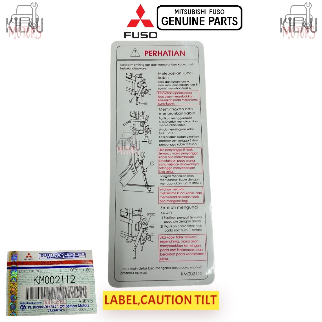 Original Mitsubishi Canter KM Cabin Transmission Label Sticker002112 ...