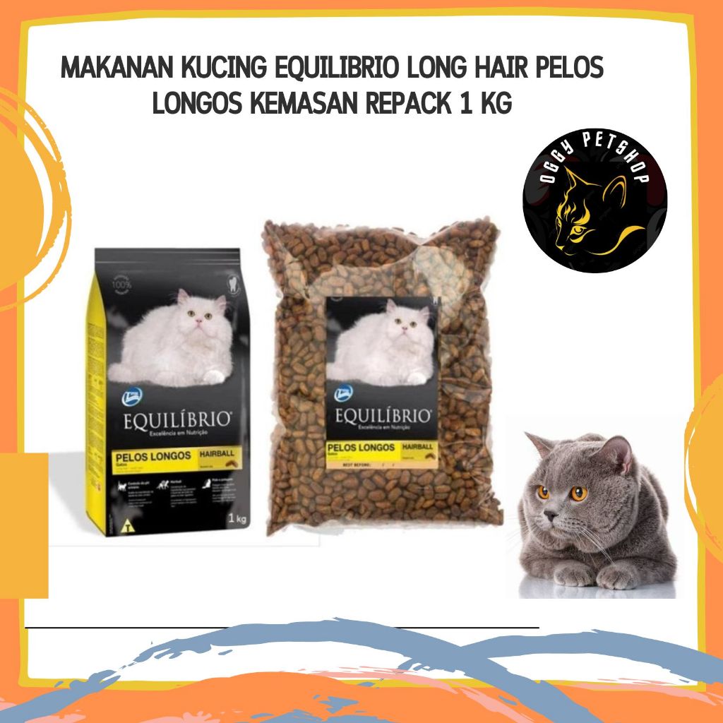 Equilibrio LONG HAIR Cat Food/PELOS LONGOS Repack Packaging 1kg