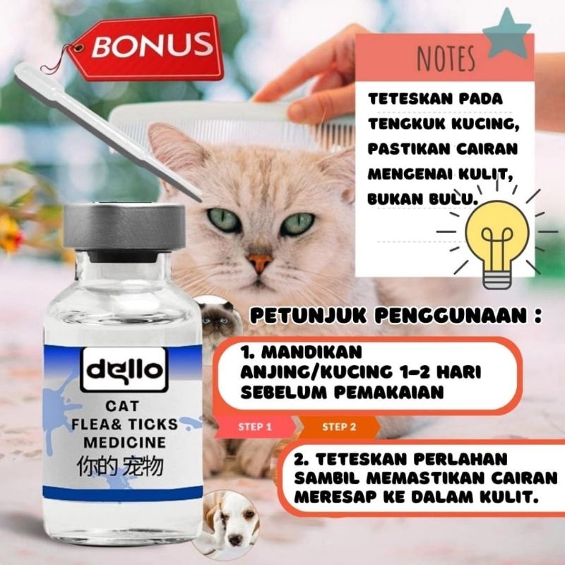 Cat FLEA MEDICINE Drops 2ml CAT Mite Lice MEDICINE Solution For Your
