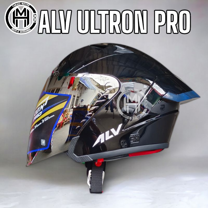 Helmet Alv Ultron Pro Black Glos New Half Face Shopee Malaysia