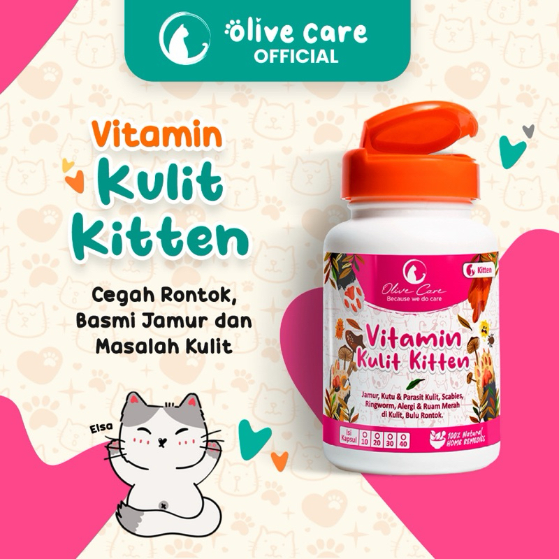 Olive Care Cat Vitamins KITTEN Skin Problems, Fungus Medicines, Feather