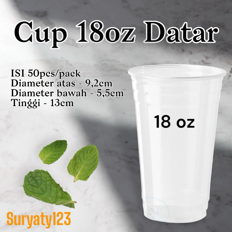 18oz Flat Transparent Plastic Beverage Cups | 1 Pack Of 50 Packs (Per ...