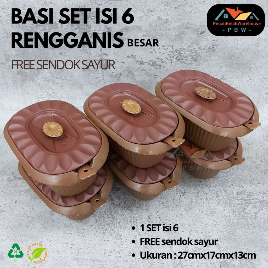 Set OF 6 Basis Vegetable Containers FREE Vegetable Spoons / Buffet set ...