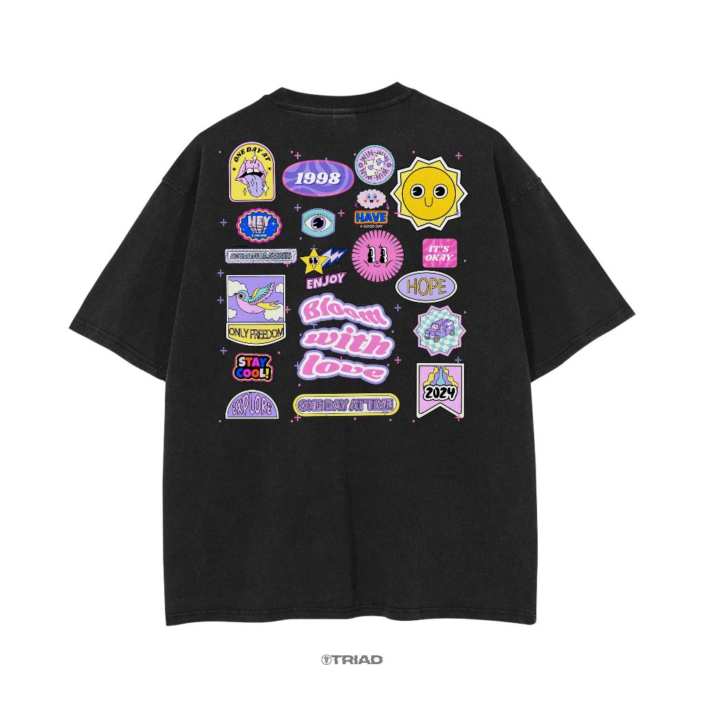 Oversize & Regular T-Shirts | Sticker BLOOM WITH LOVE BLACK T-SHIRT ...