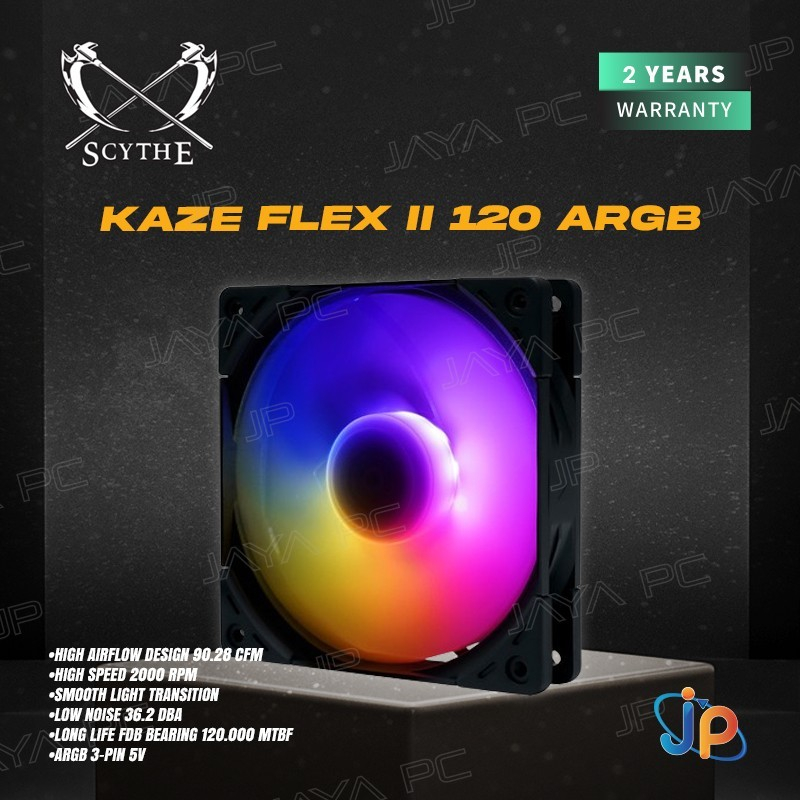 Scythe Kaze Flex II 120 ARGB PWM Cooler Case Fan Casing 12cm Shopee