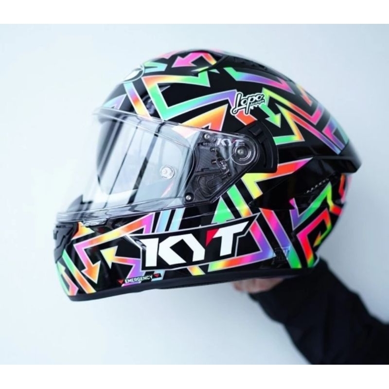 Kyt Nfr Manzi Misano Black Glossy Original Double Visor Full Face Helmet Sni Ori Nf R Motif