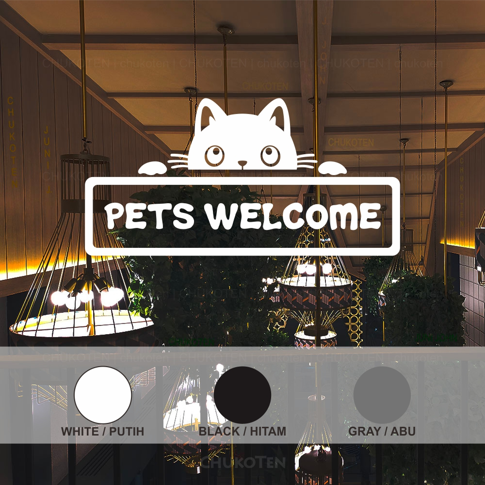 Cutting Sticker Pets Welcome Kitten Glass Door Sticker Cafe | Shopee ...