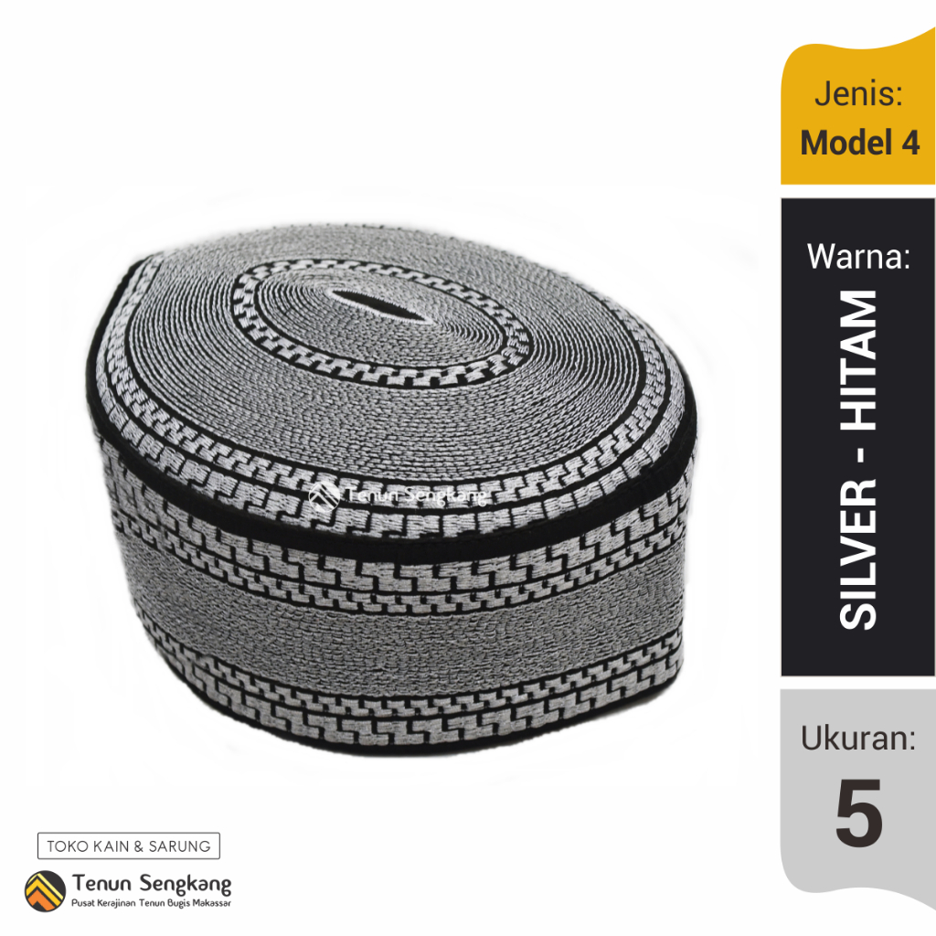 HITAM Songkok Cap Cap Bugis Makassar Motif Model 4 Silver Black PCA-402 ...