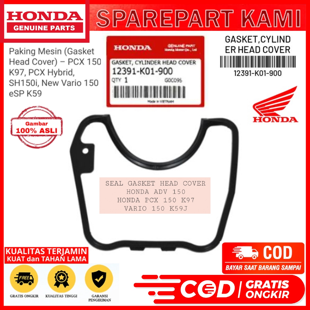 Rubber HEAD CYLINDER ORING GASKET HEAD COVER PCX 150 K97, PCX Hybrid ...