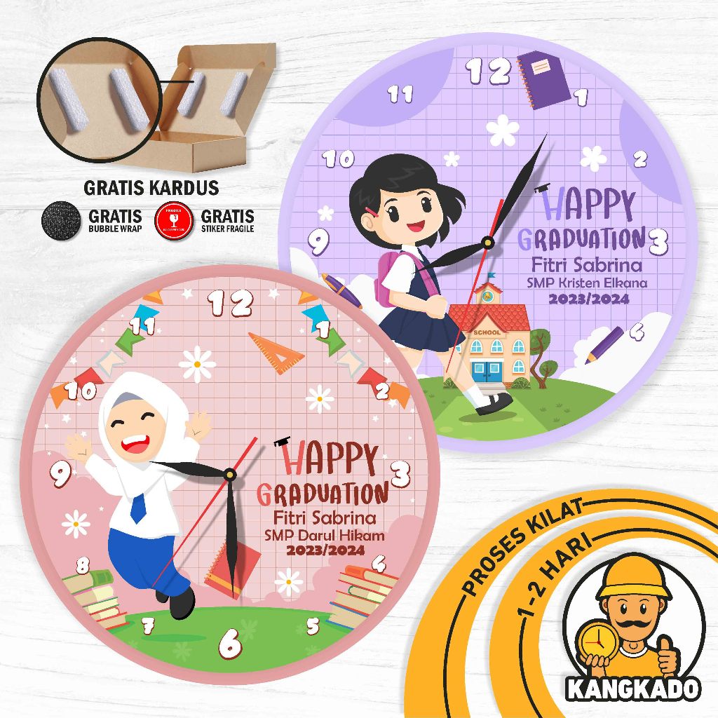 Sitting Clock DIAMETER 10CM School Farewell Gift CUSTOM Name Writing ...