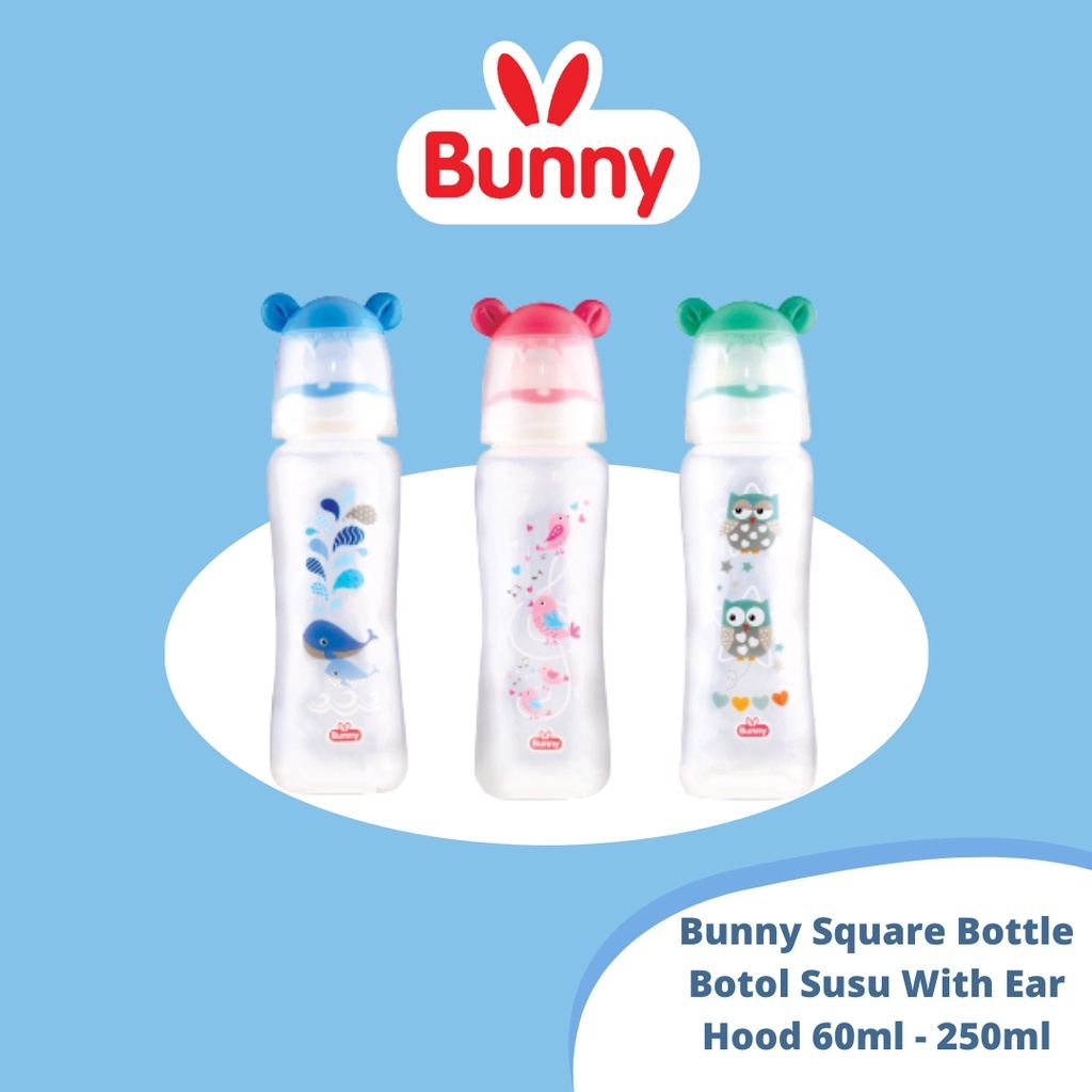 Package Bottle Contents 3pcs Bunny Square Bottle With Ear Hood 60ml