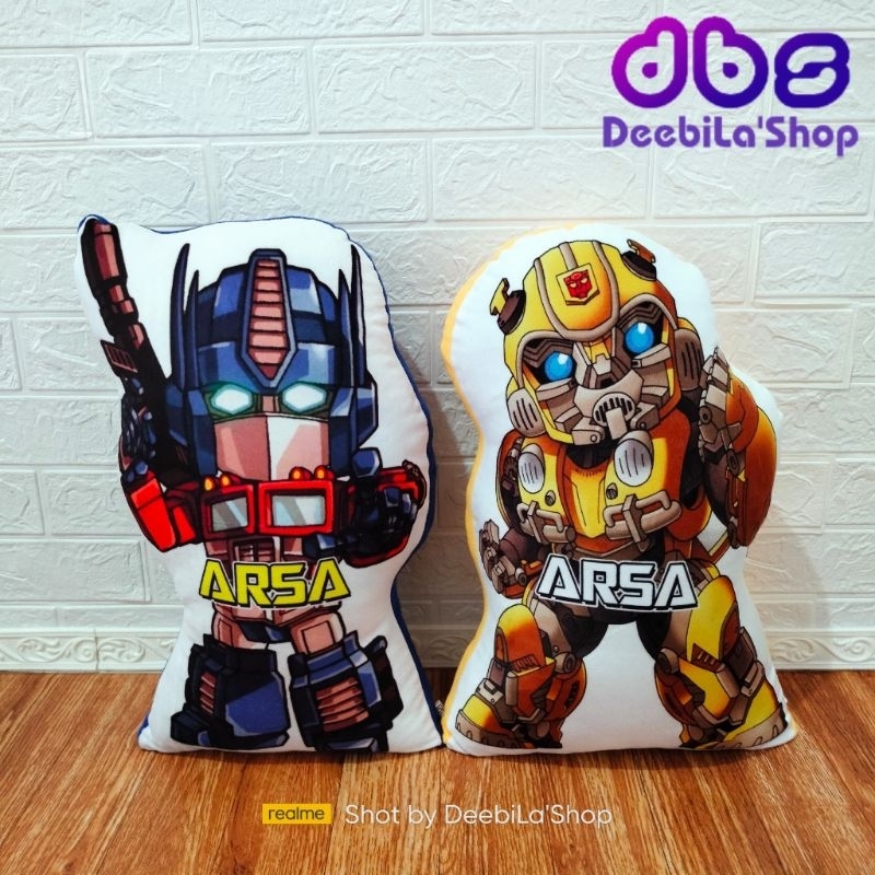 TRANSFORMER CUSTOM NAME PILLOW DOLL CUSTOM PRINTING BUMBLEBEE OPTIMUS ...