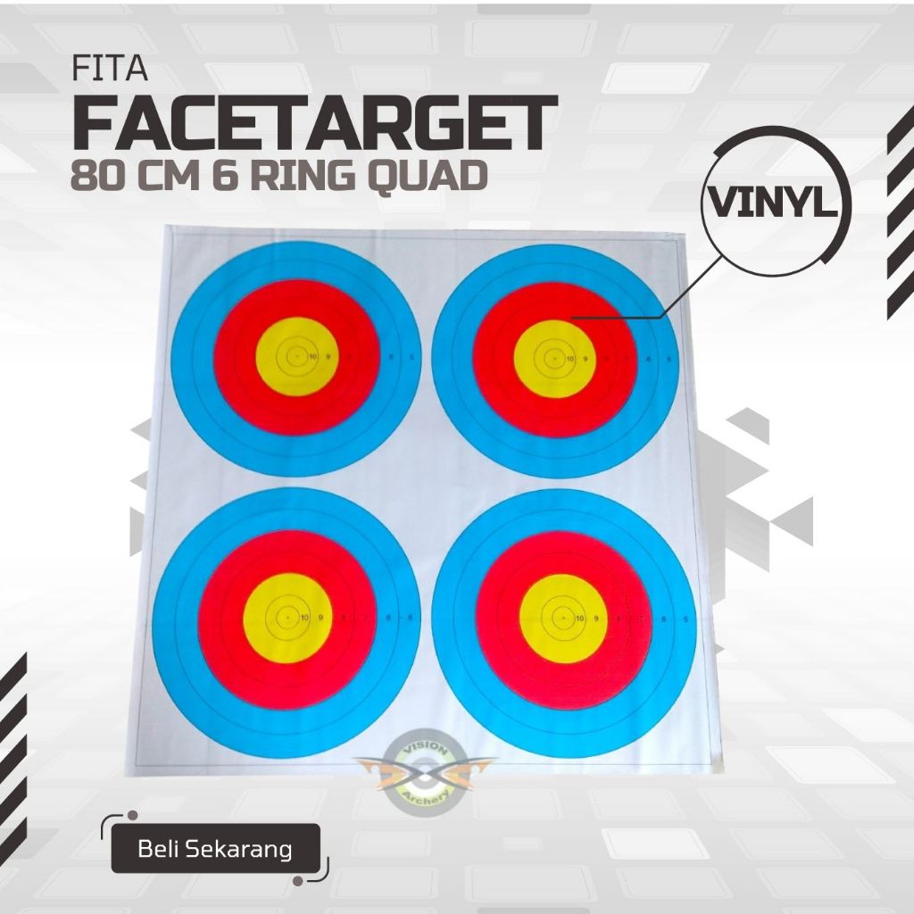 Target Face Fita 80cm 6 Ring Quad (4 Spot) Print Target Archery/Face ...