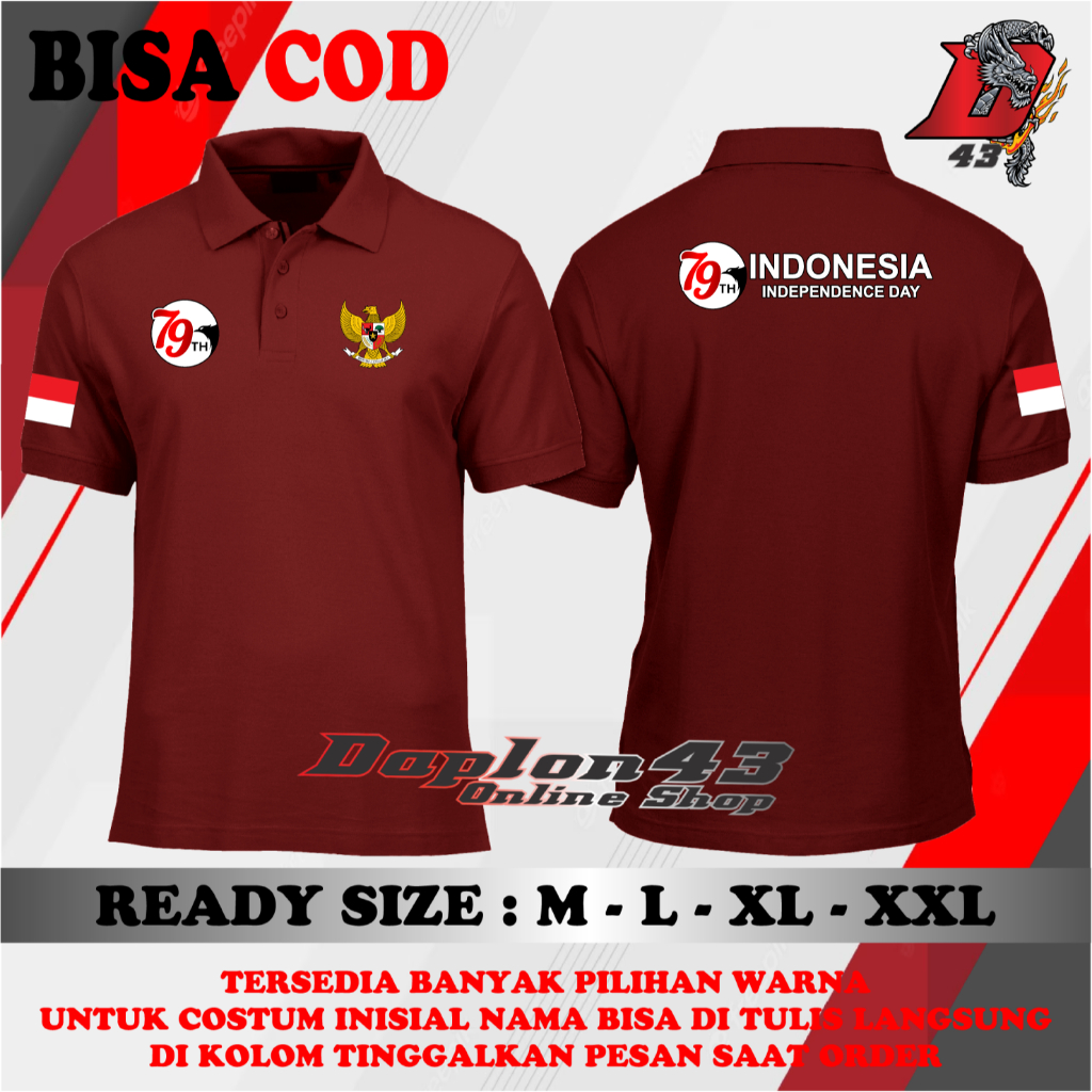 Poloshirt T-Shirt Collar/POLO Shirt 79th INDONESIA INDEPENDENCE DAY ...