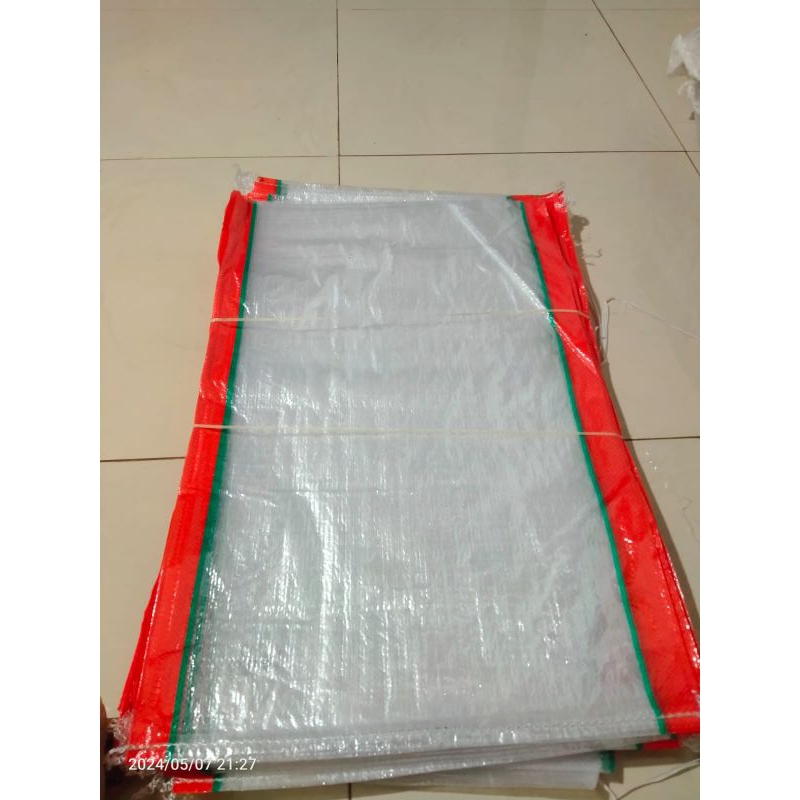 Plain clear striped rice sack measuring 25kg | Shopee Malaysia