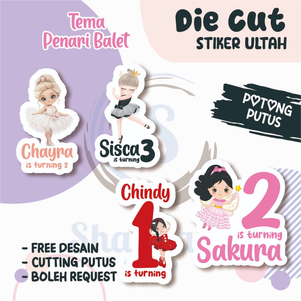 (30Pcs) Ballet Dancer THEME Kids Birthday Sticker/DIE CUT Birthday ...