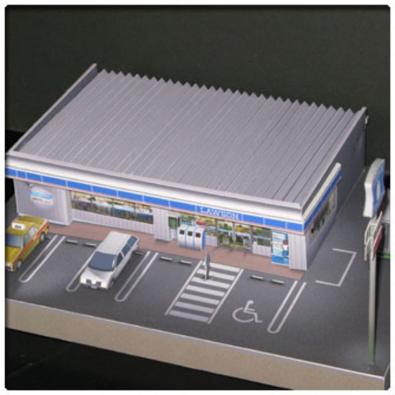 Papercraft diorama minimarket Lawson Pattern Sheet 87th Scale (OP-N7 ...